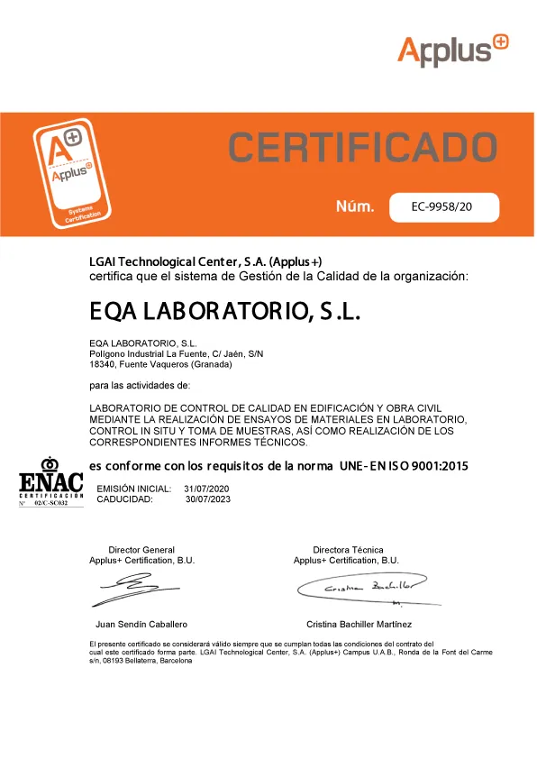 Certificado ISO 14001 EQA Laboratorios